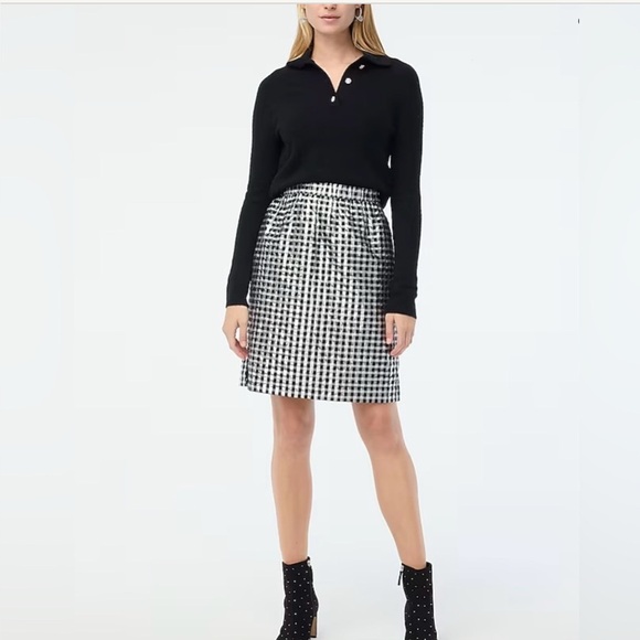 J. Crew Metallic Gingham Mini Skirt - Picture 1 of 15